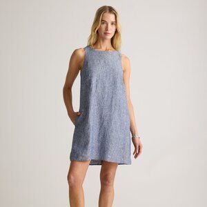 Quince chambray blue striped linen tank dress NWT, XS (tie belt included)